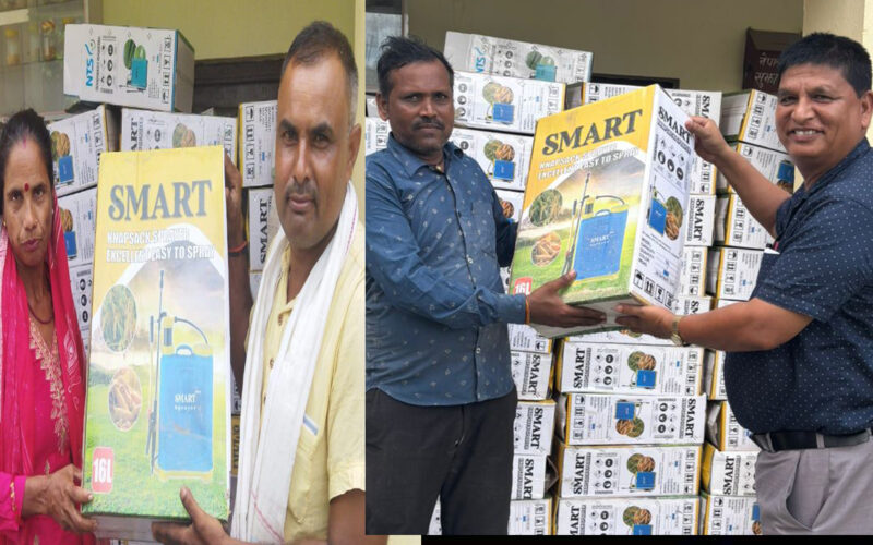 बुद्धभूमि ५ का १७२ जना किसानलाई स्प्रे टंकि वितरण