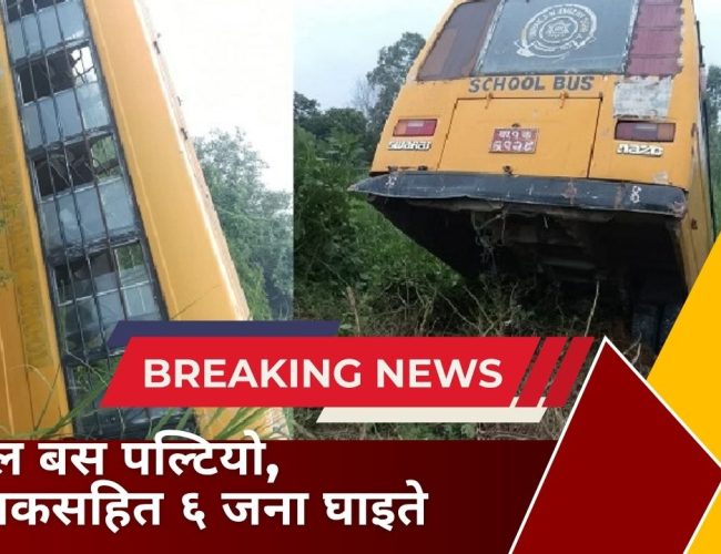 स्कुल बस दुर्घटना, चालकसहित ६ जना घाइते
